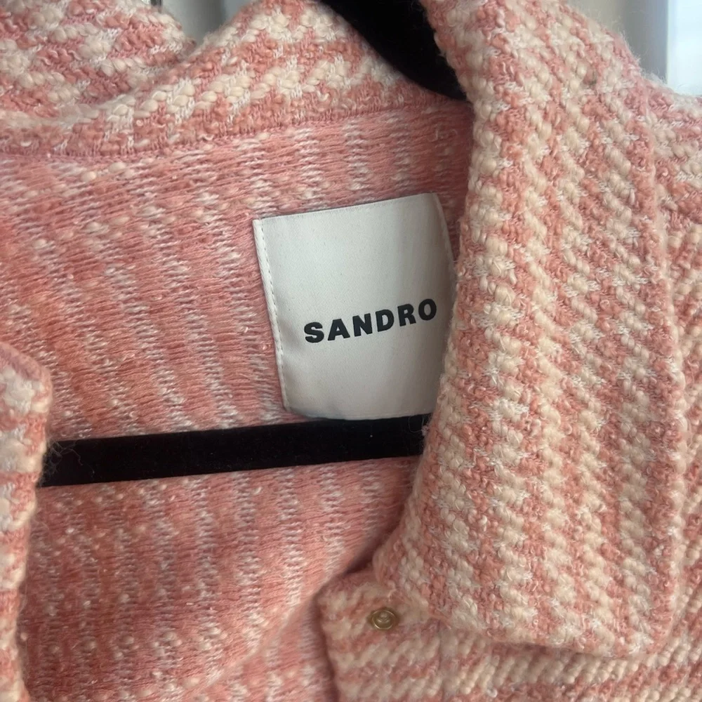 Sandro Blush Pink Tweed Blazer jacket - Picture 4 of 8